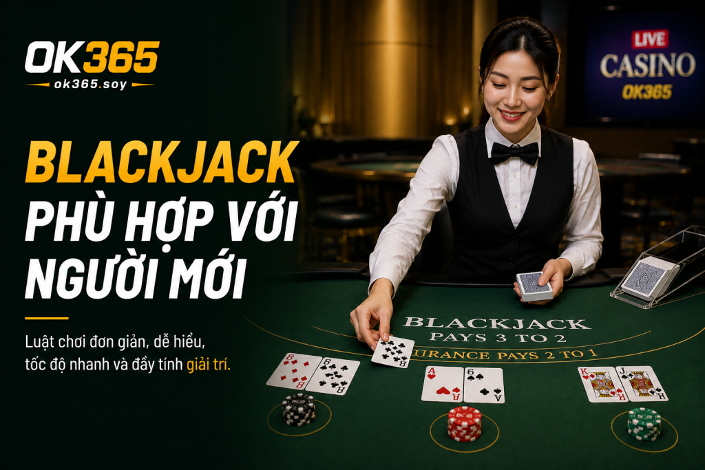 Blackjack là trò chơi phù hợp với cả người mới tìm hiểu casino.