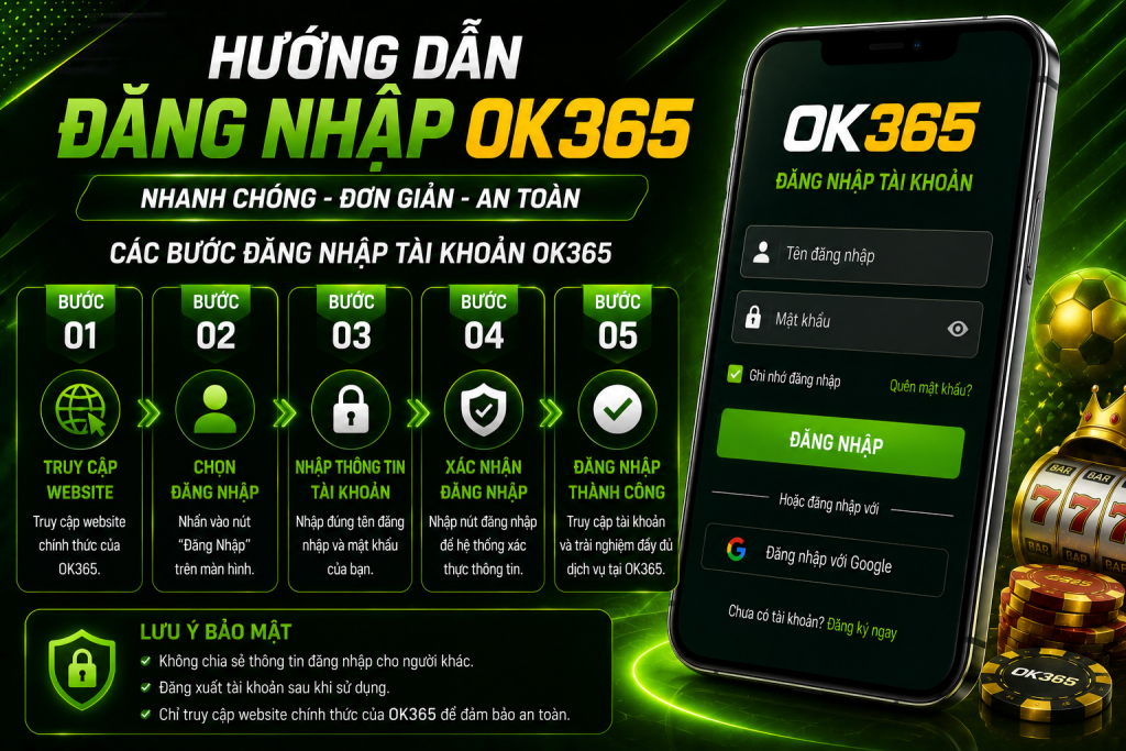 Các bước đăng nhập OK365 đơn giản dành cho người chơi.