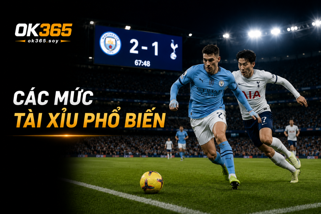 Các mức Tài Xỉu phổ biến gồm 2.5, 2.75, 3 và 3.25 bàn thắng